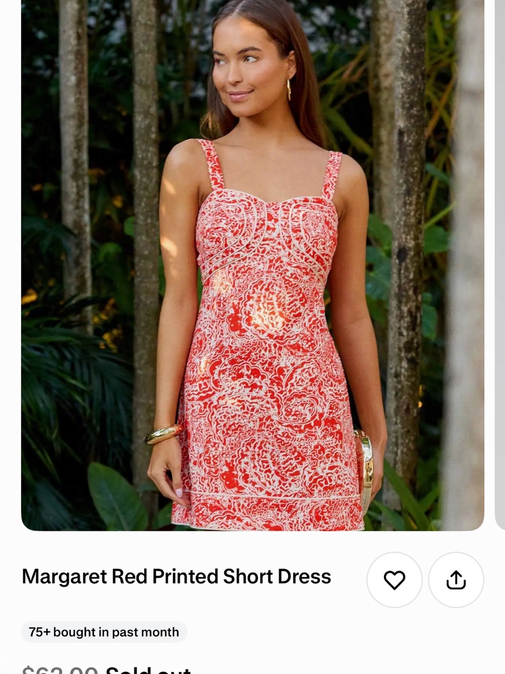 BNWT Sold Out Margaret Red Printed Short Dress Medium by Avara